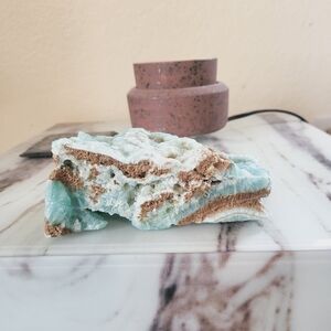 Natural Aquamarine and Brown Stone Decor